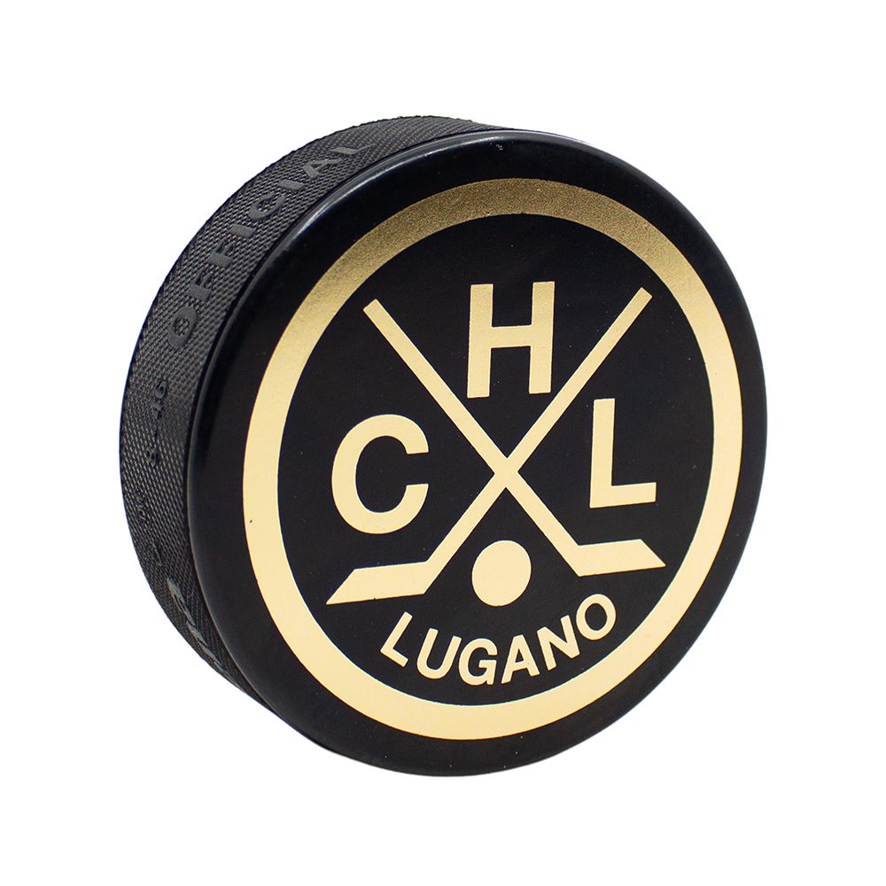 HC Lugano Puck Logo gold
